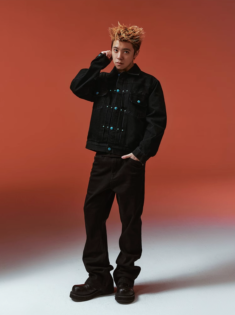 YADcrew Turquoise Pleated Type II Denim Jacket | Face 3 Face