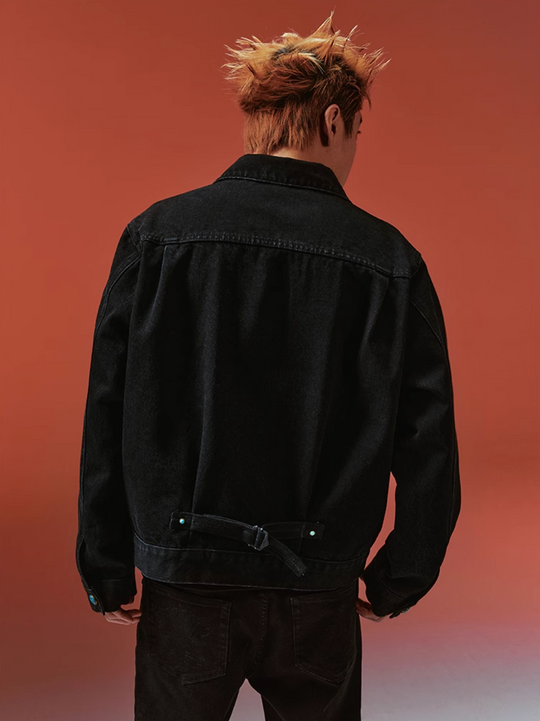 YADcrew Turquoise Pleated Type II Denim Jacket | Face 3 Face