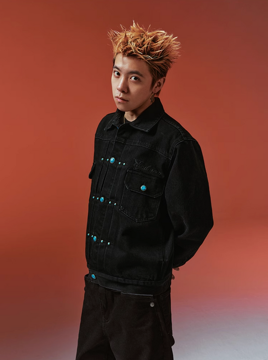 YADcrew Turquoise Pleated Type II Denim Jacket | Face 3 Face