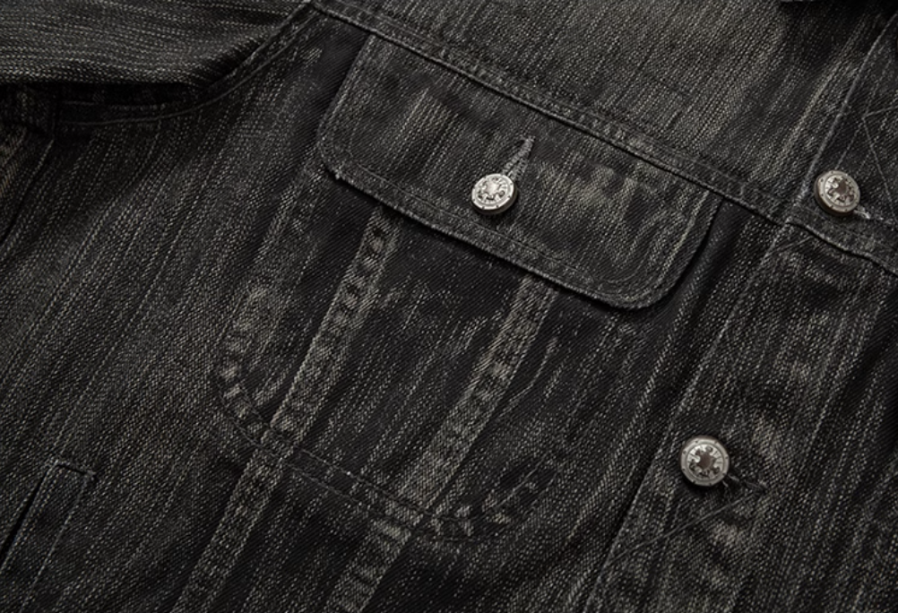 YADcrew Badge-Print Denim Jacket | Face 3 Face