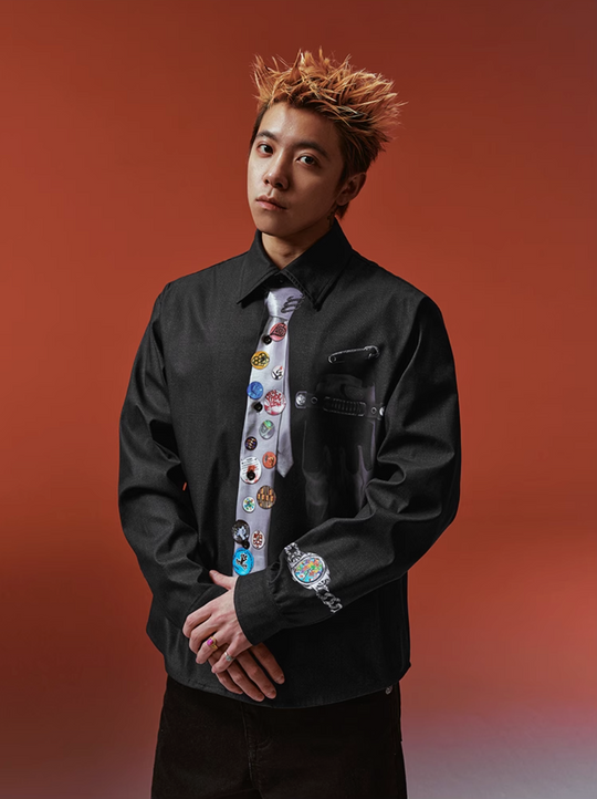 YADcrew 3D-Printed Tie & Badge Long-Sleeve Shirt | Face 3 Face