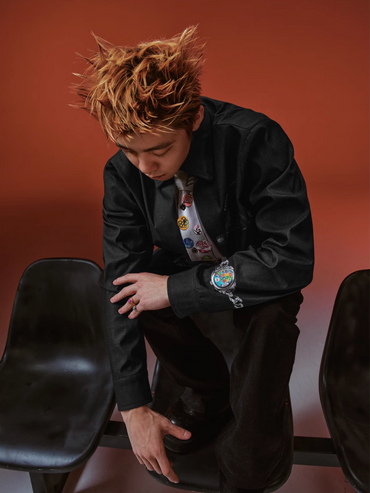 YADcrew 3D-Printed Tie & Badge Long-Sleeve Shirt | Face 3 Face