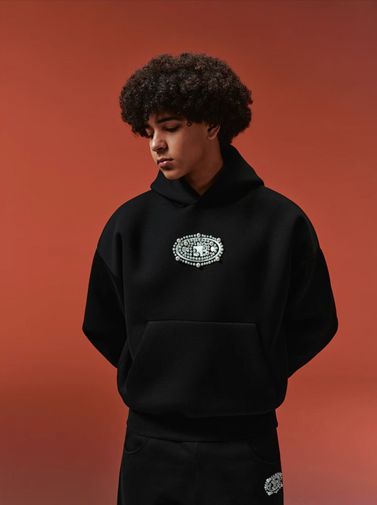 YADcrew Pearl and Embroidered Logo Puzzle Hoodie | Face 3 Face