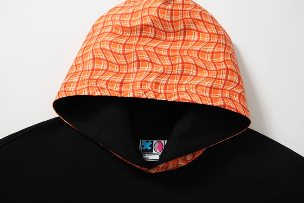 YADcrew Twisted Plaid Hood Pearl Leather Logo Hoodie | Face 3 Face