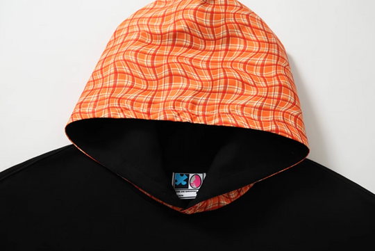 YADcrew Twisted Plaid Hood Pearl Leather Logo Hoodie | Face 3 Face