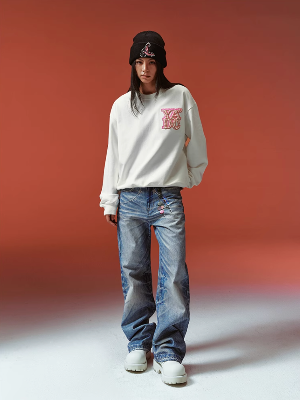 YADcrew Pearl Leather Logo Sweatshirt | Face 3 Face