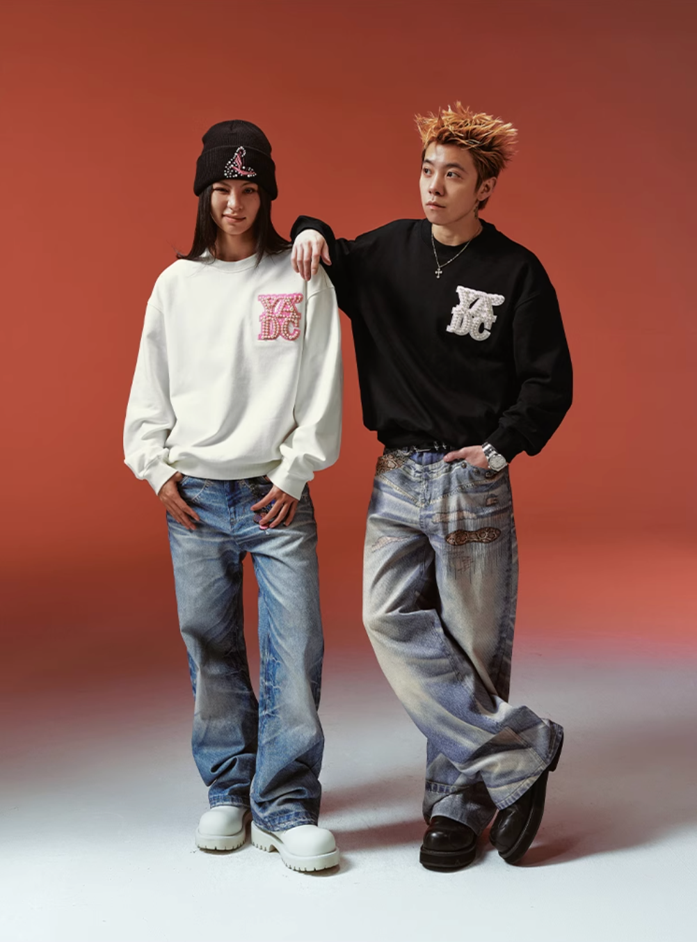 YADcrew Pearl Leather Logo Sweatshirt | Face 3 Face