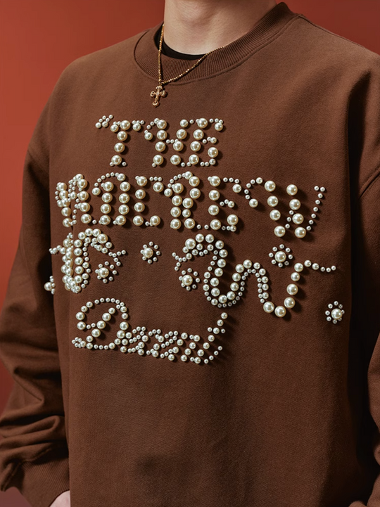 YADcrew Pearl-Embellished Snake Shadow Pattern Sweatshirt | Face 3 Face