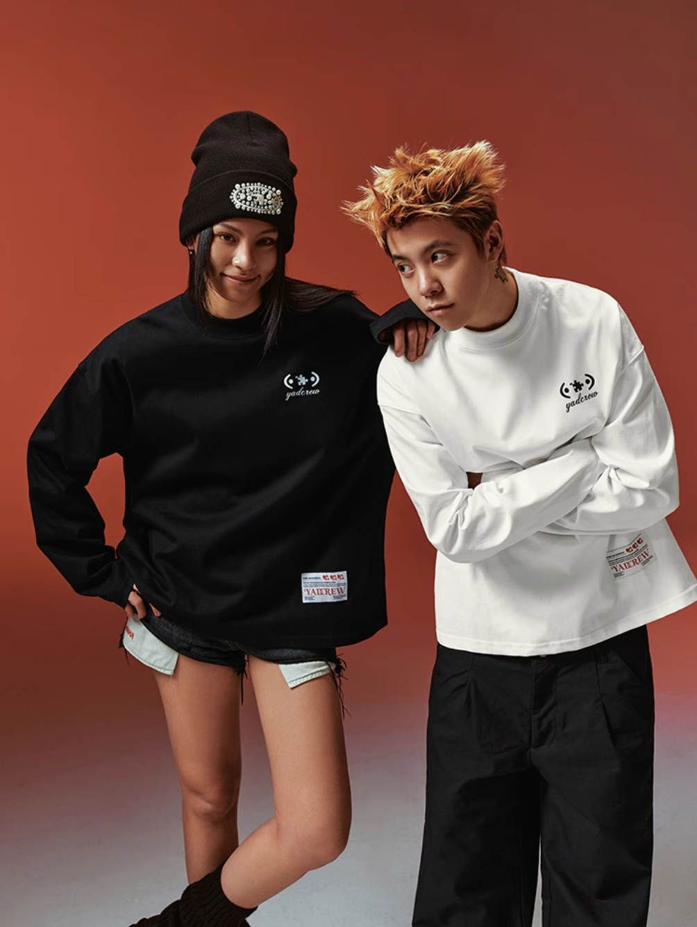 YADcrew Basic Slogan Printed Long Sleeve Tee | Face 3 Face