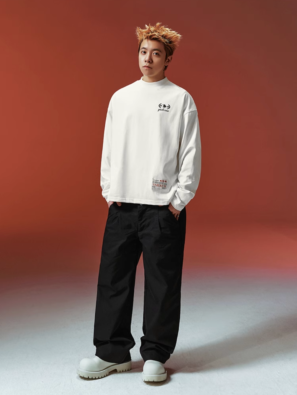 YADcrew Basic Slogan Printed Long Sleeve Tee | Face 3 Face