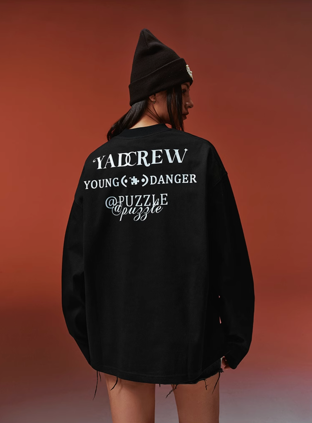 YADcrew Basic Slogan Printed Long Sleeve Tee | Face 3 Face