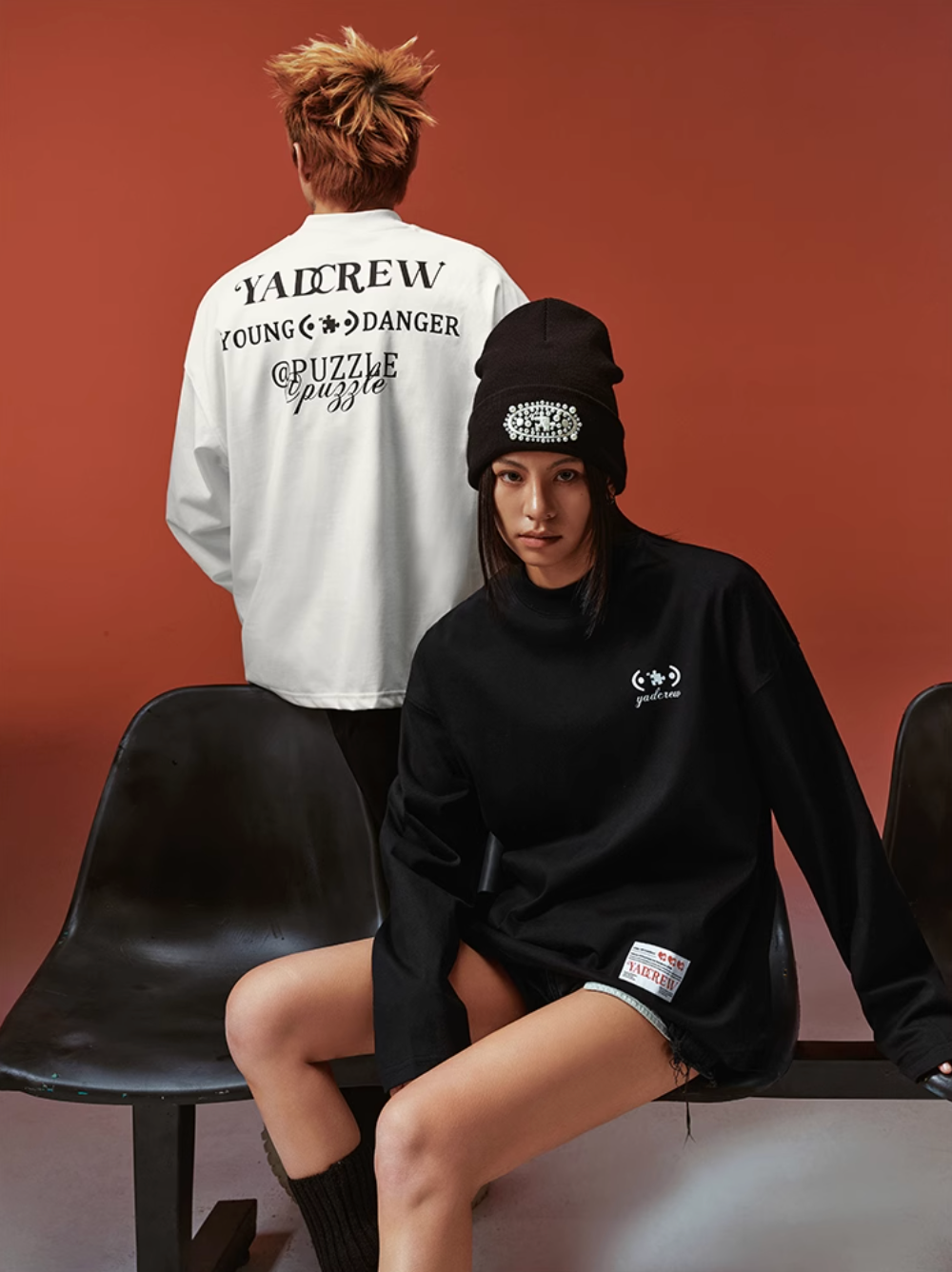 YADcrew Basic Slogan Printed Long Sleeve Tee | Face 3 Face