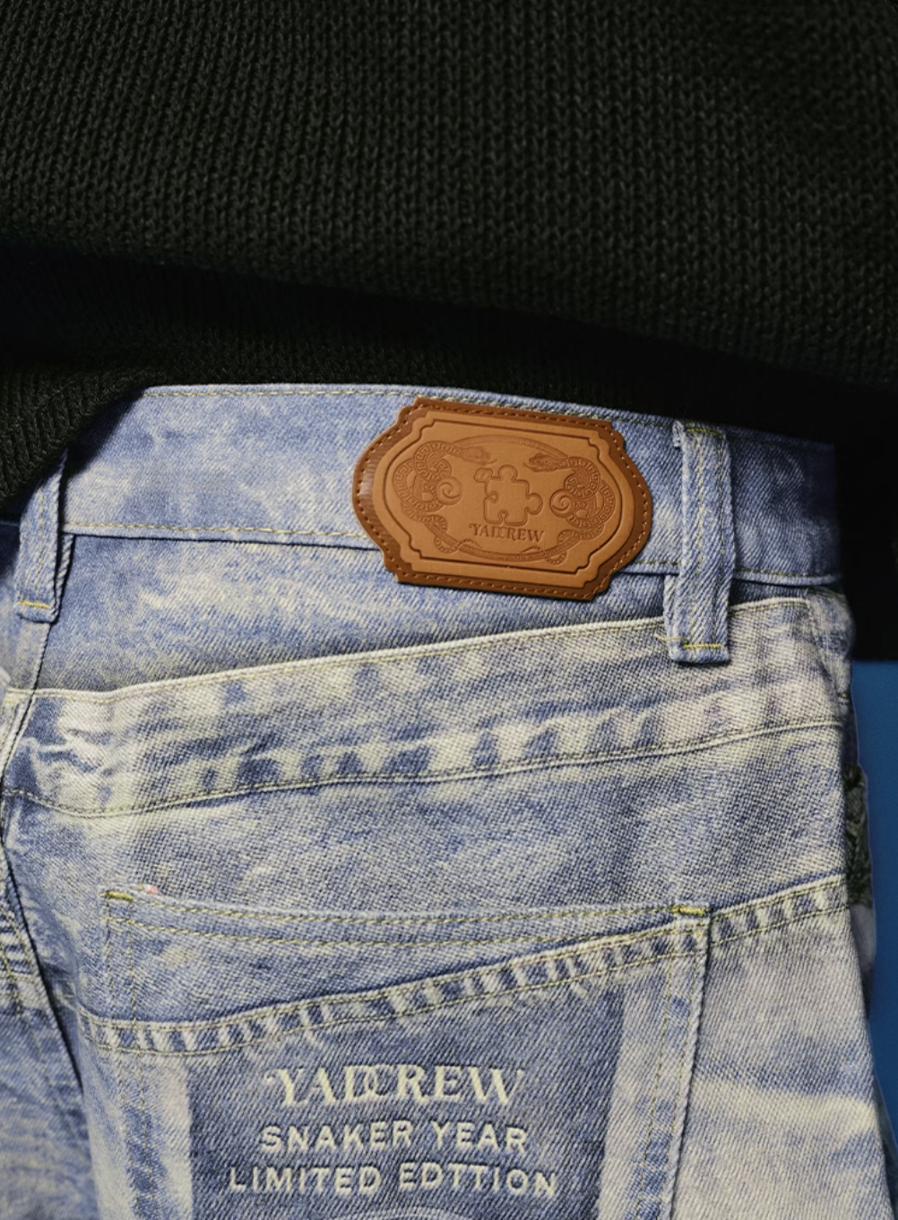 YADcrew Python Random Stitch Printed Rivet Baggy Jeans | Face 3 Face