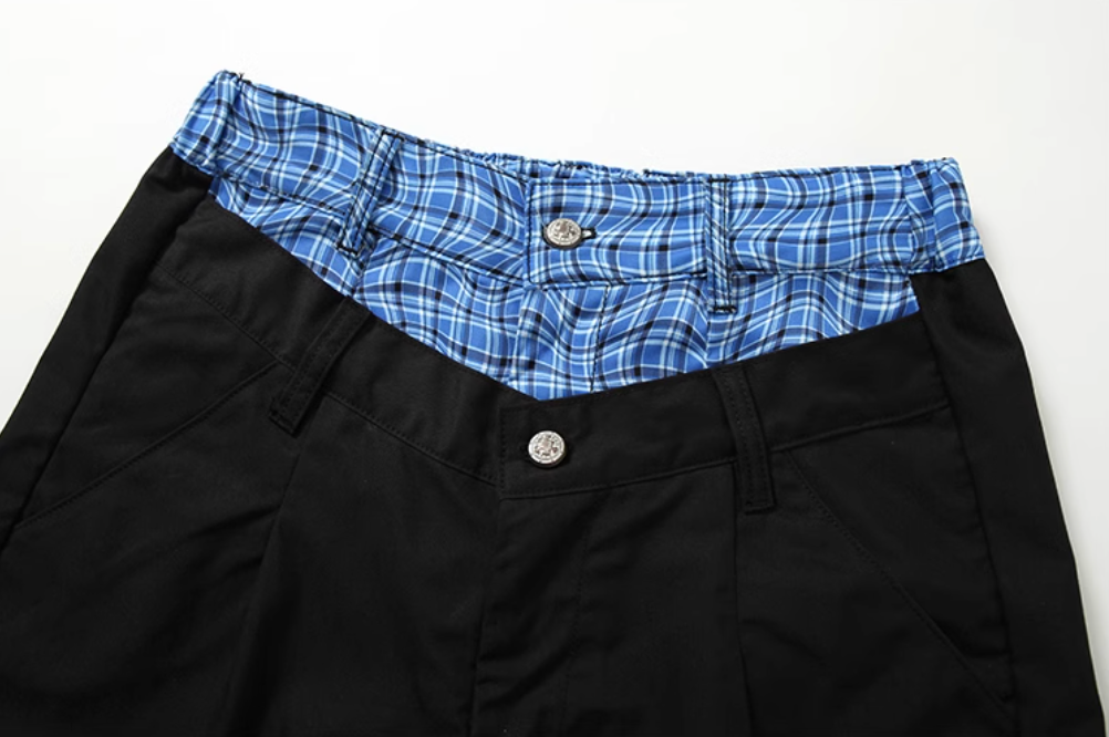 YADcrew Double-Waist Twisted Plaid Pants | Face 3 Face
