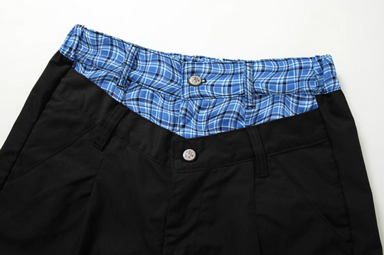 YADcrew Double-Waist Twisted Plaid Pants | Face 3 Face
