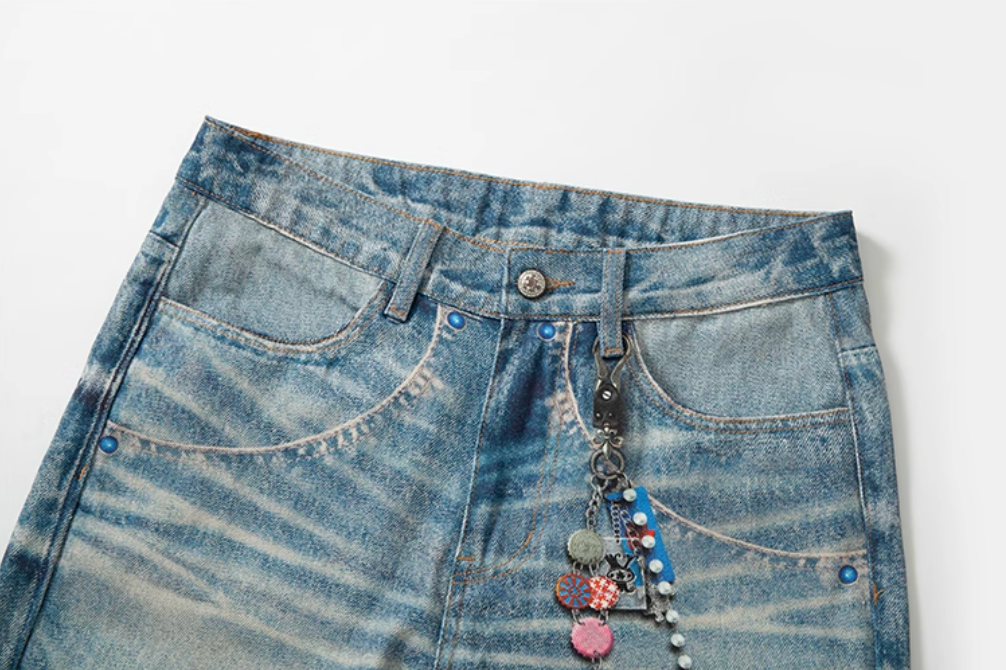 YADcrew Keychain Print Design Jeans | Face 3 Face