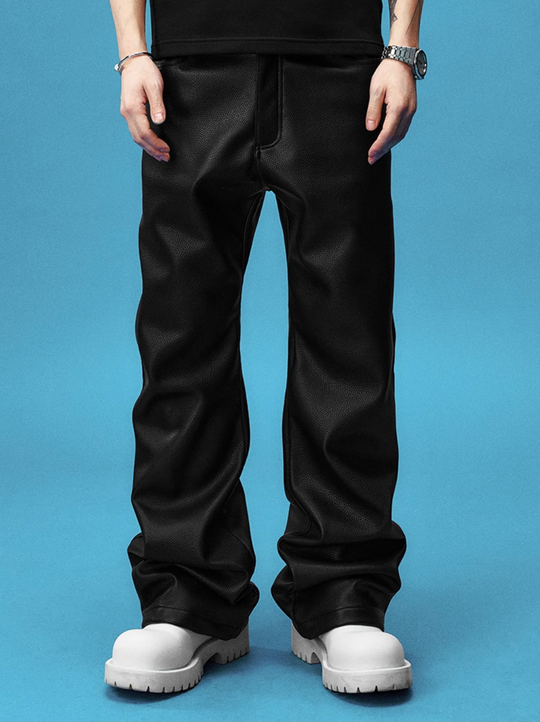 YADcrew Leather Rivet Flare Pants | Face 3 Face