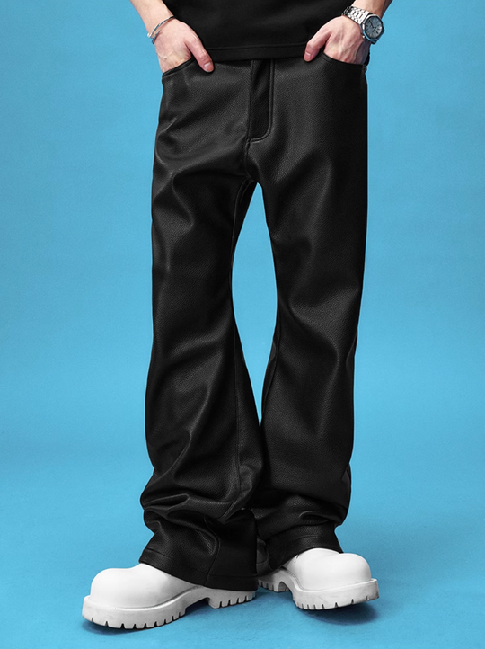 YADcrew Leather Rivet Flare Pants | Face 3 Face