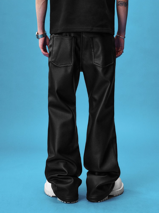 YADcrew Leather Rivet Flare Pants | Face 3 Face