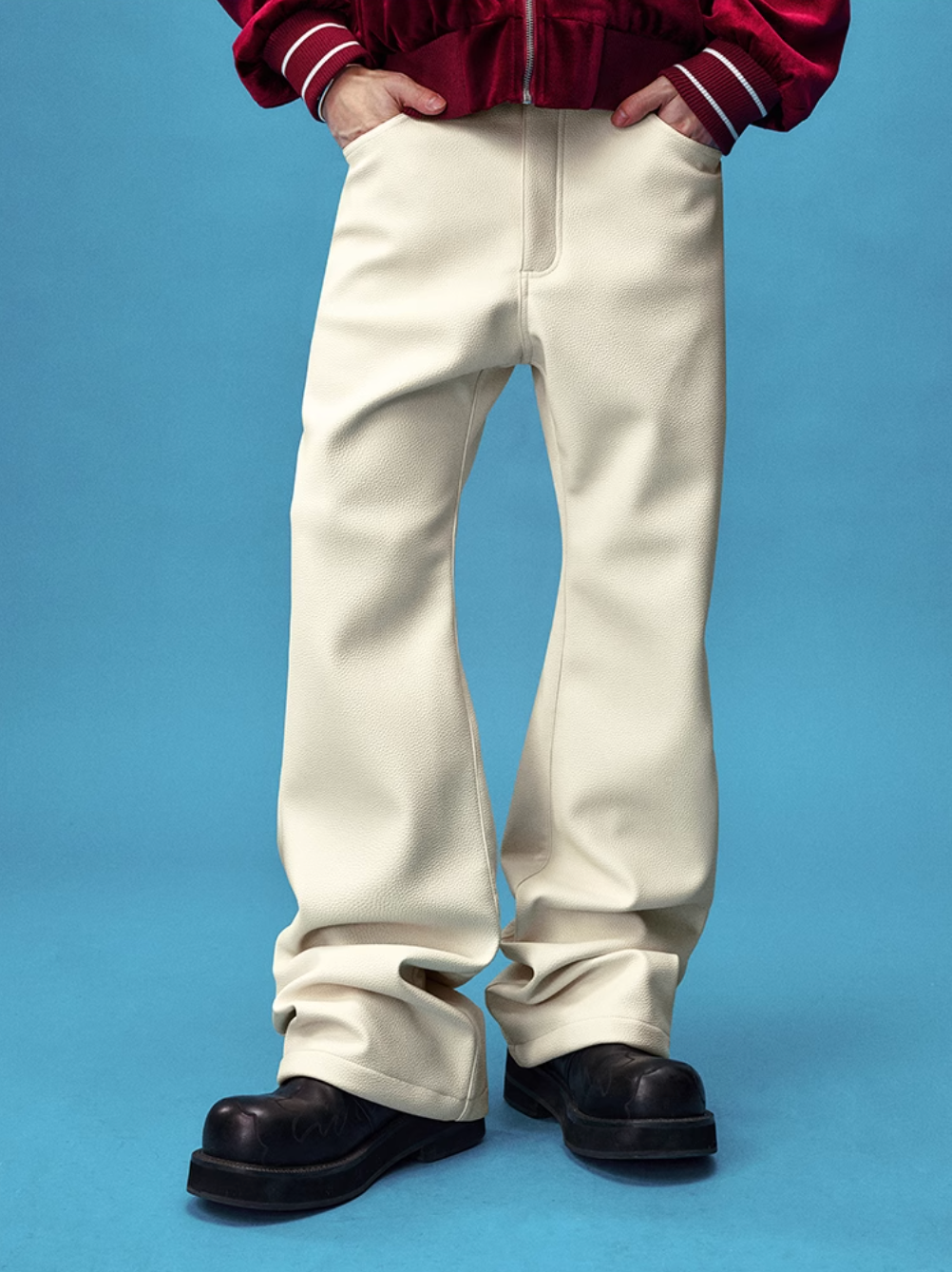 YADcrew Leather Rivet Flare Pants | Face 3 Face