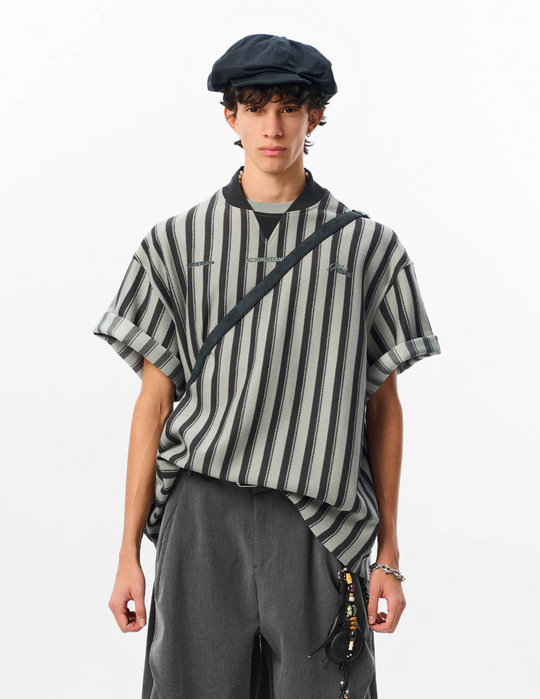 JHYQ Layered V-neck Striped Tee | Face 3 Face