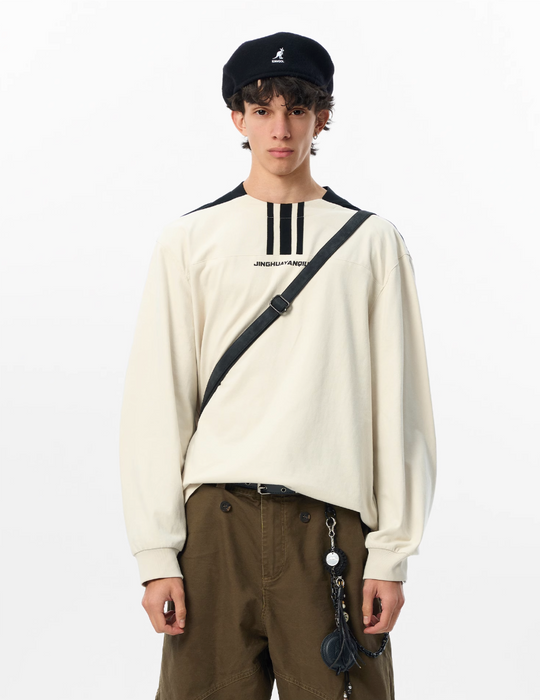 JHYQ Chest Stripe Shoulder Stitching Long Sleeve Tee | Face 3 Face