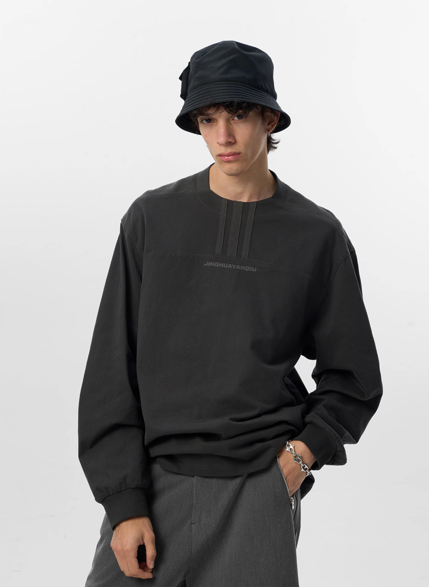 JHYQ Chest Stripe Shoulder Stitching Long Sleeve Tee | Face 3 Face