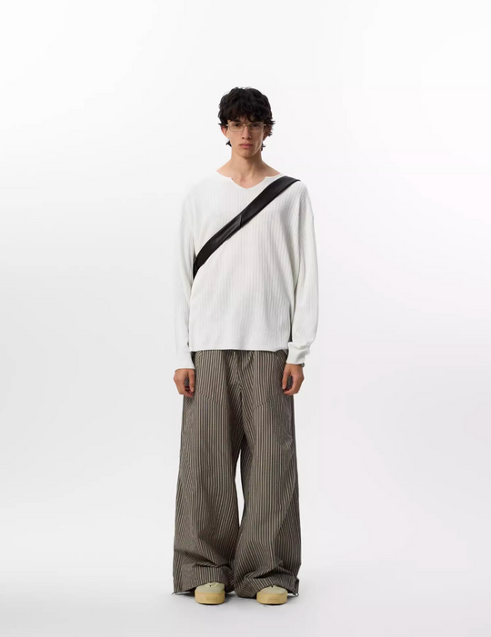 JHYQ Lightweight Striped V-neck Jacquard Knit Sweater | Face 3 Face