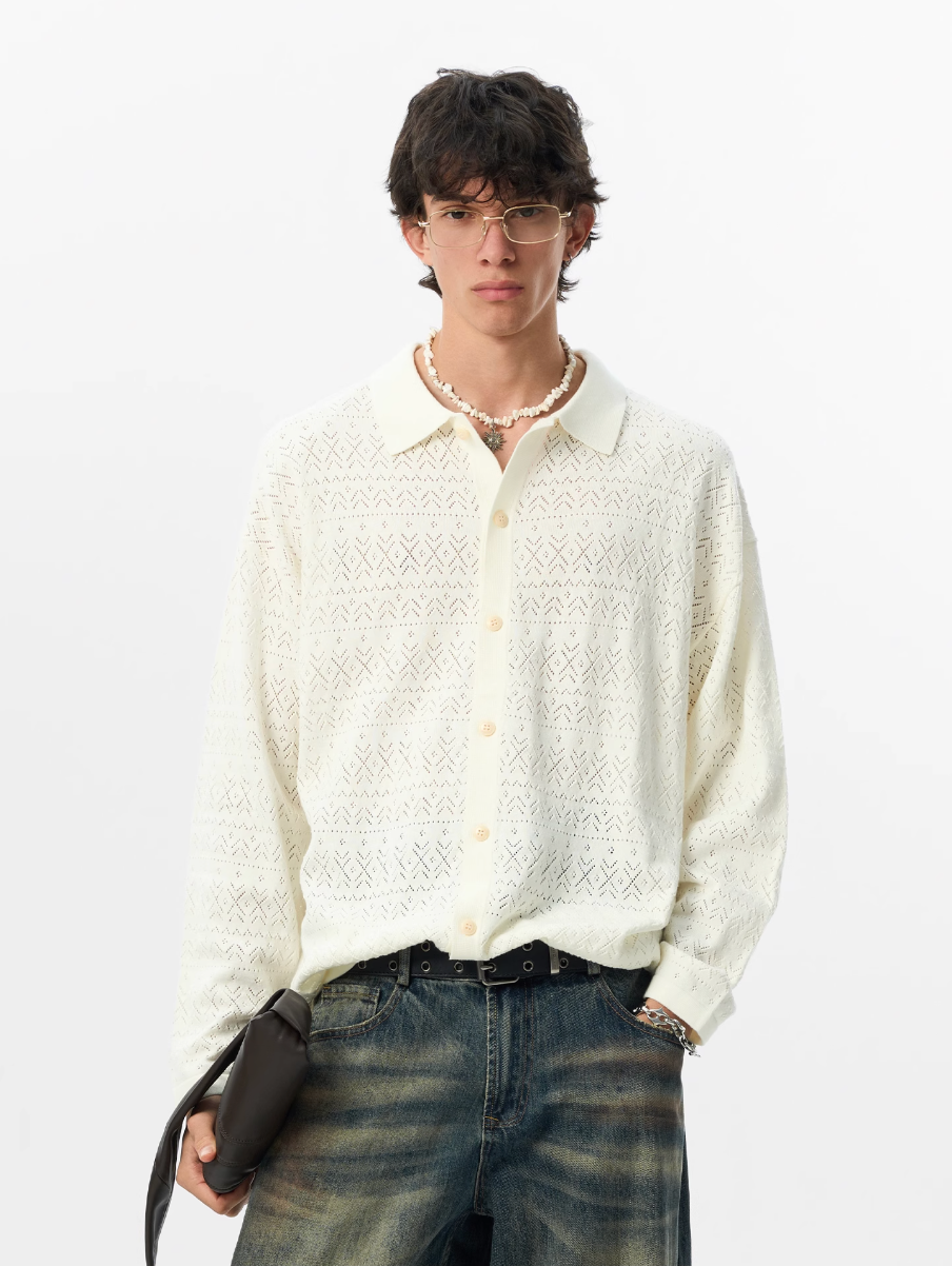 JHYQ Mesh Hollow Knit Cardigan | Face 3 Face