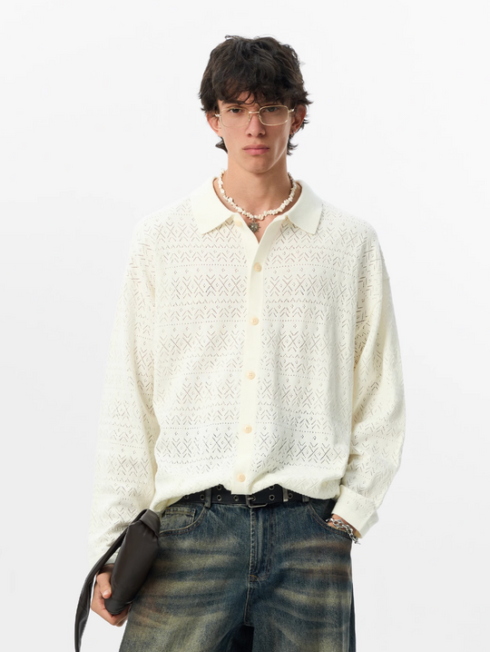 JHYQ Mesh Hollow Knit Cardigan | Face 3 Face