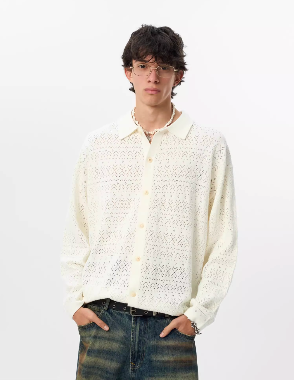 JHYQ Mesh Hollow Knit Cardigan | Face 3 Face