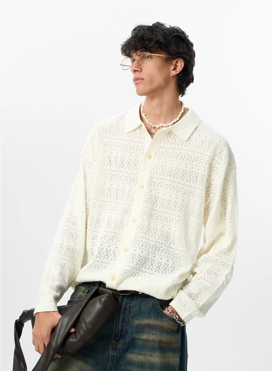 JHYQ Mesh Hollow Knit Cardigan | Face 3 Face
