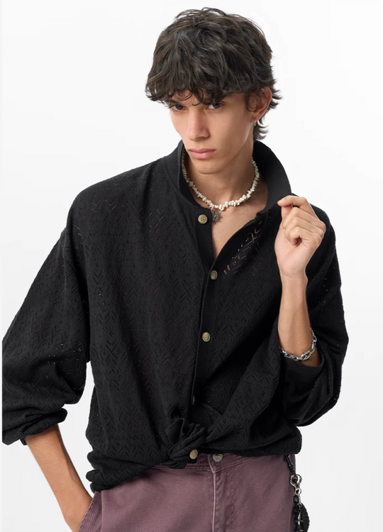 JHYQ Mesh Hollow Knit Cardigan | Face 3 Face