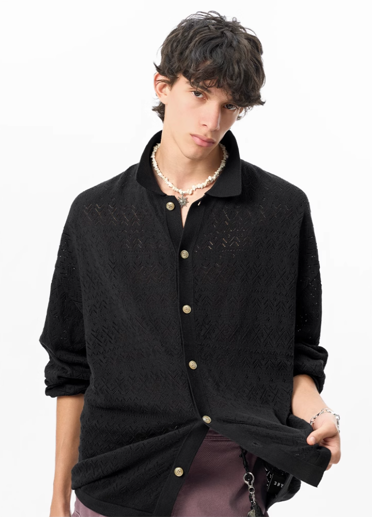 JHYQ Mesh Hollow Knit Cardigan | Face 3 Face