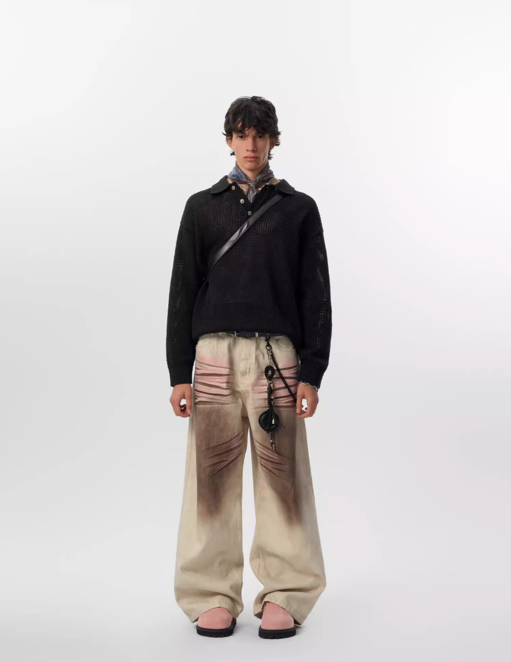 JHYQ Lightweight Jacquard Polo Knit Sweater | Face 3 Face