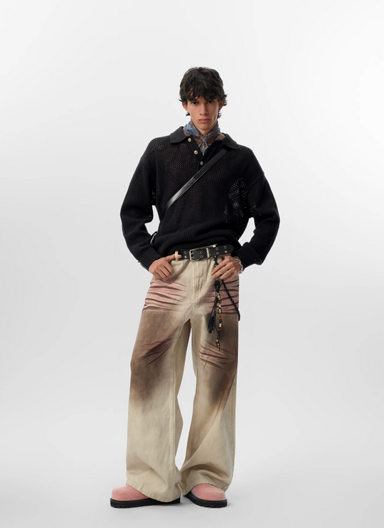 JHYQ Lightweight Jacquard Polo Knit Sweater | Face 3 Face