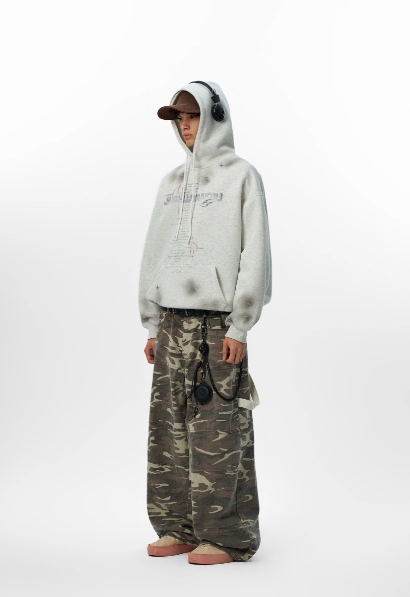 JHYQ Star Rivets and Letter Print Hoodie | Face 3 Face