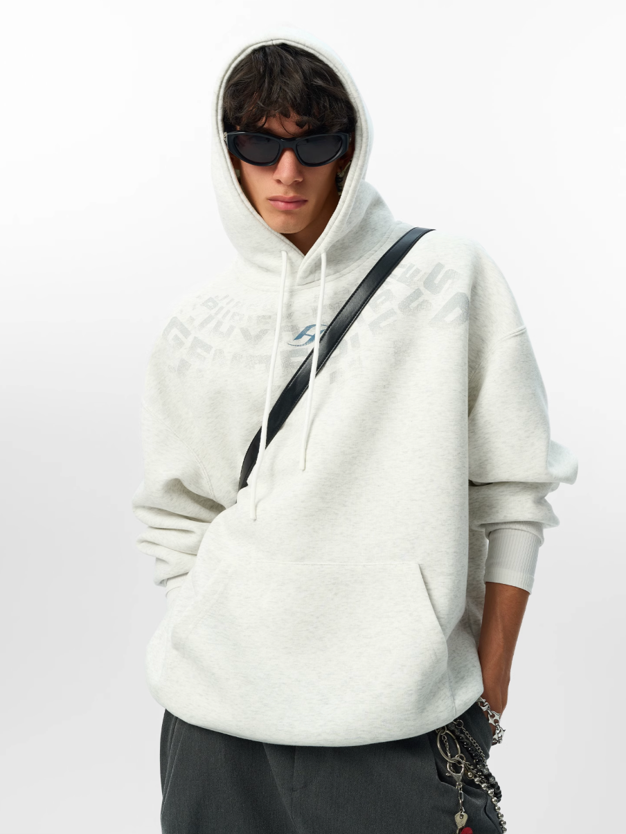 JHYQ Arched Letters Logo Printed Hoodie | Face 3 Face