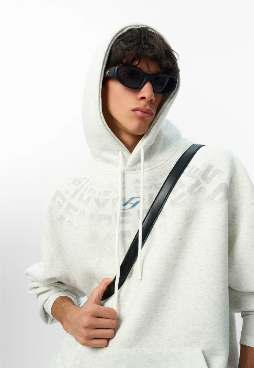 JHYQ Arched Letters Logo Printed Hoodie | Face 3 Face