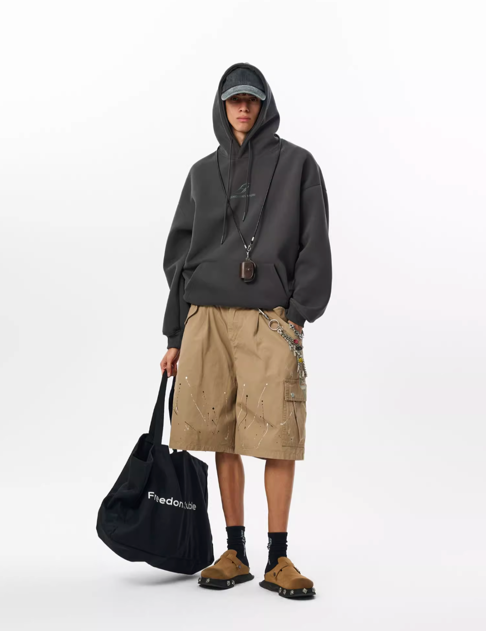 JHYQ Basic Paint Logo Printed Hoodie | Face 3 Face