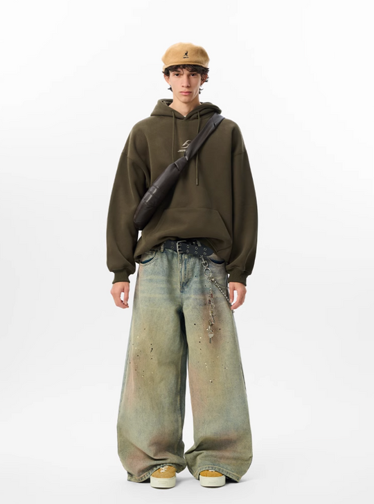 JHYQ Basic Paint Logo Printed Hoodie | Face 3 Face