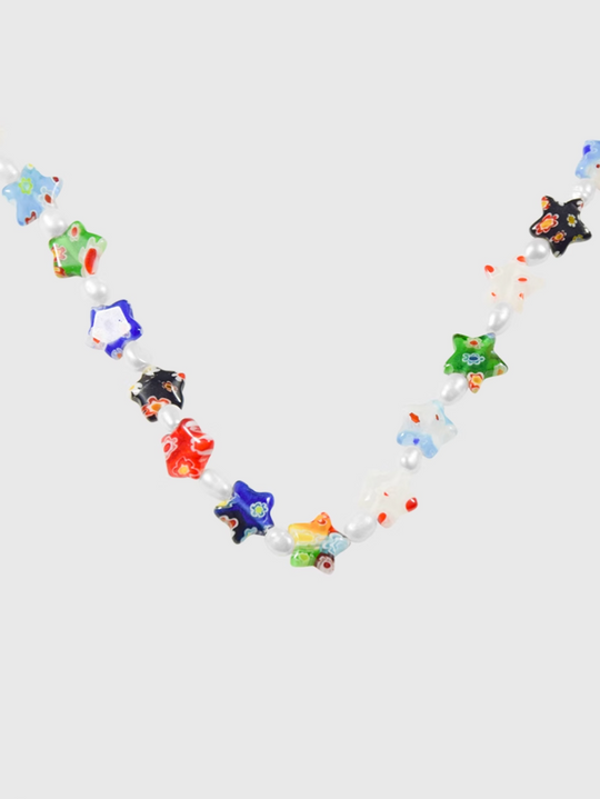 AWE Colorful Flower Star Pearl Necklace | Face 3 Face
