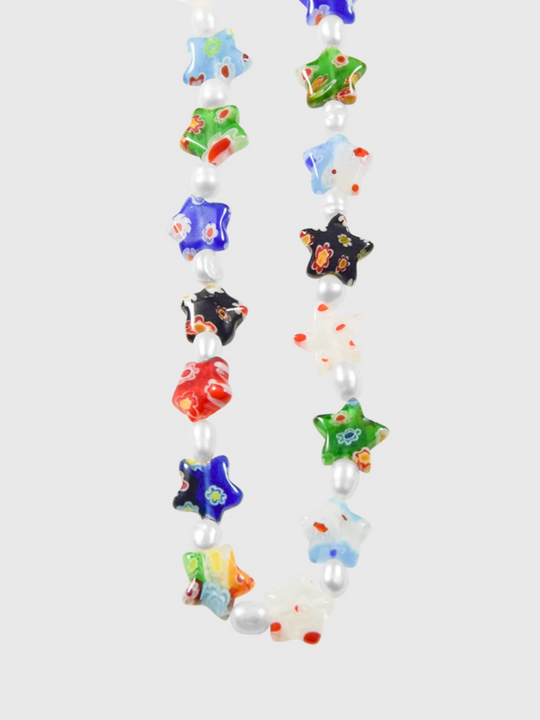 AWE Colorful Flower Star Pearl Necklace | Face 3 Face