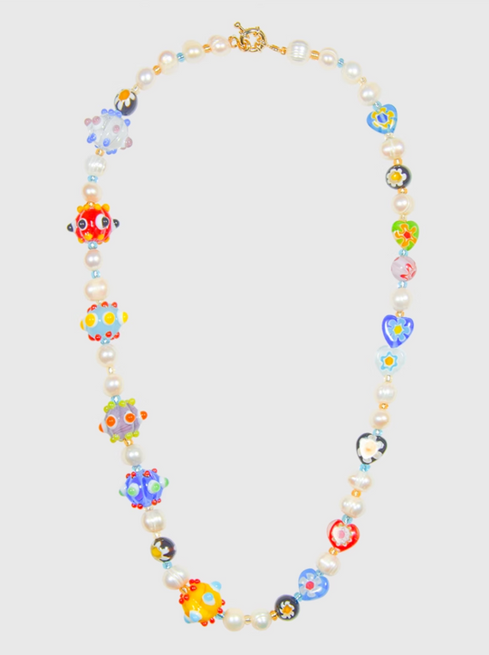 AWE Colorful Love Heart Beaded Pearl Necklace | Face 3 Face