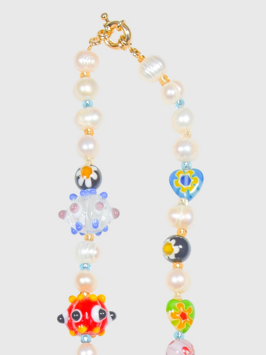 AWE Colorful Love Heart Beaded Pearl Necklace | Face 3 Face