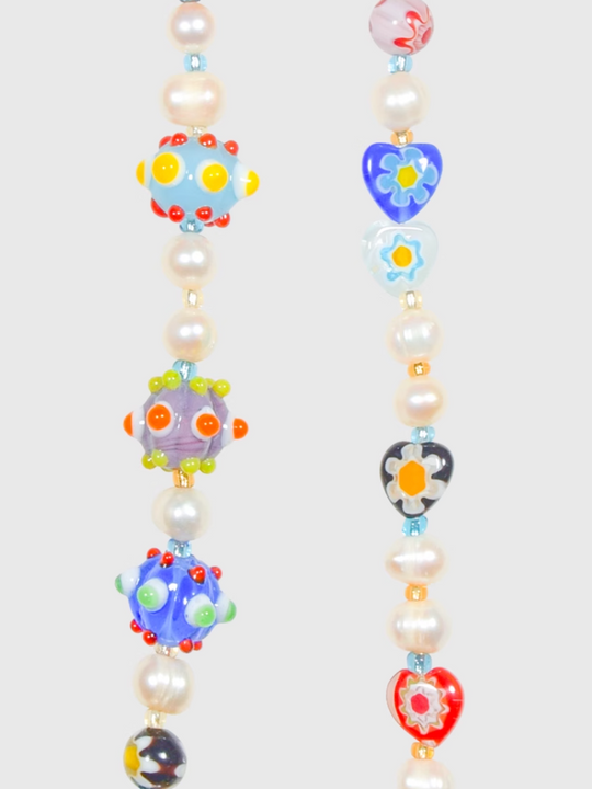 AWE Colorful Love Heart Beaded Pearl Necklace | Face 3 Face