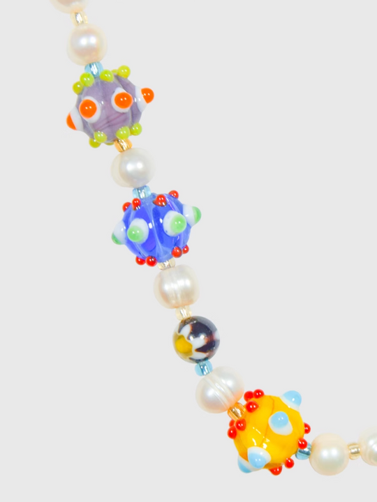 AWE Colorful Love Heart Beaded Pearl Necklace | Face 3 Face