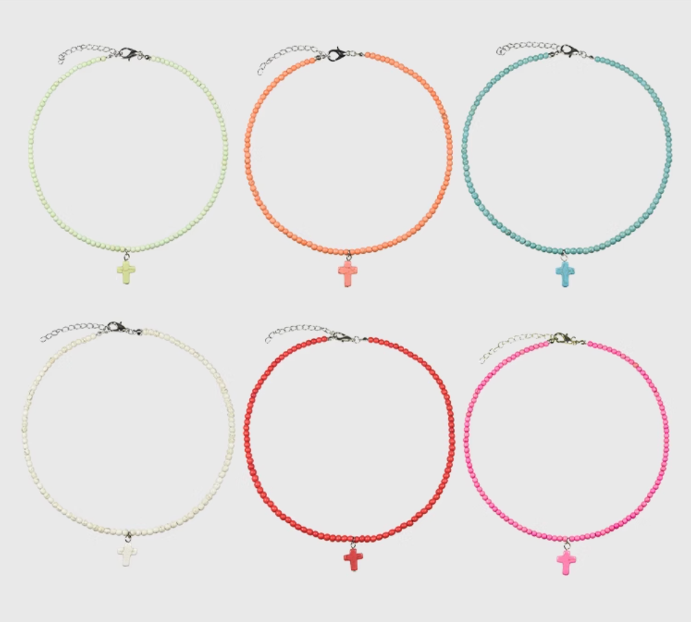 AWE Stone Beads Cross Necklace | Face 3 Face