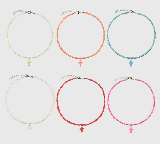 AWE Stone Beads Cross Necklace | Face 3 Face