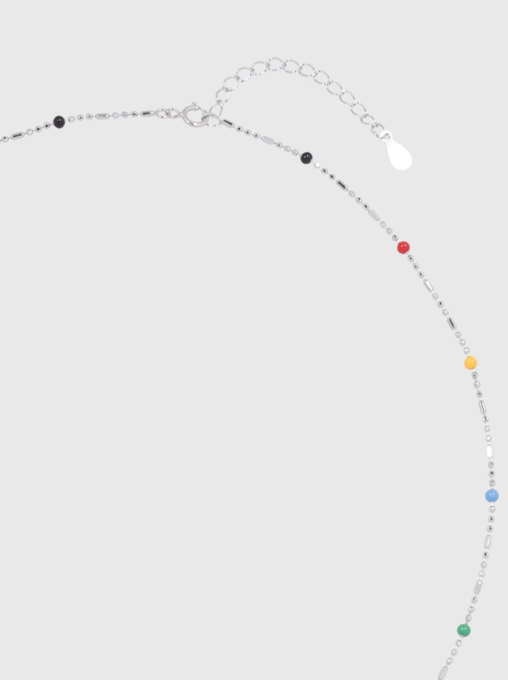 AWE Rainbow Bean Silver Beaded Chain Necklace | Face 3 Face